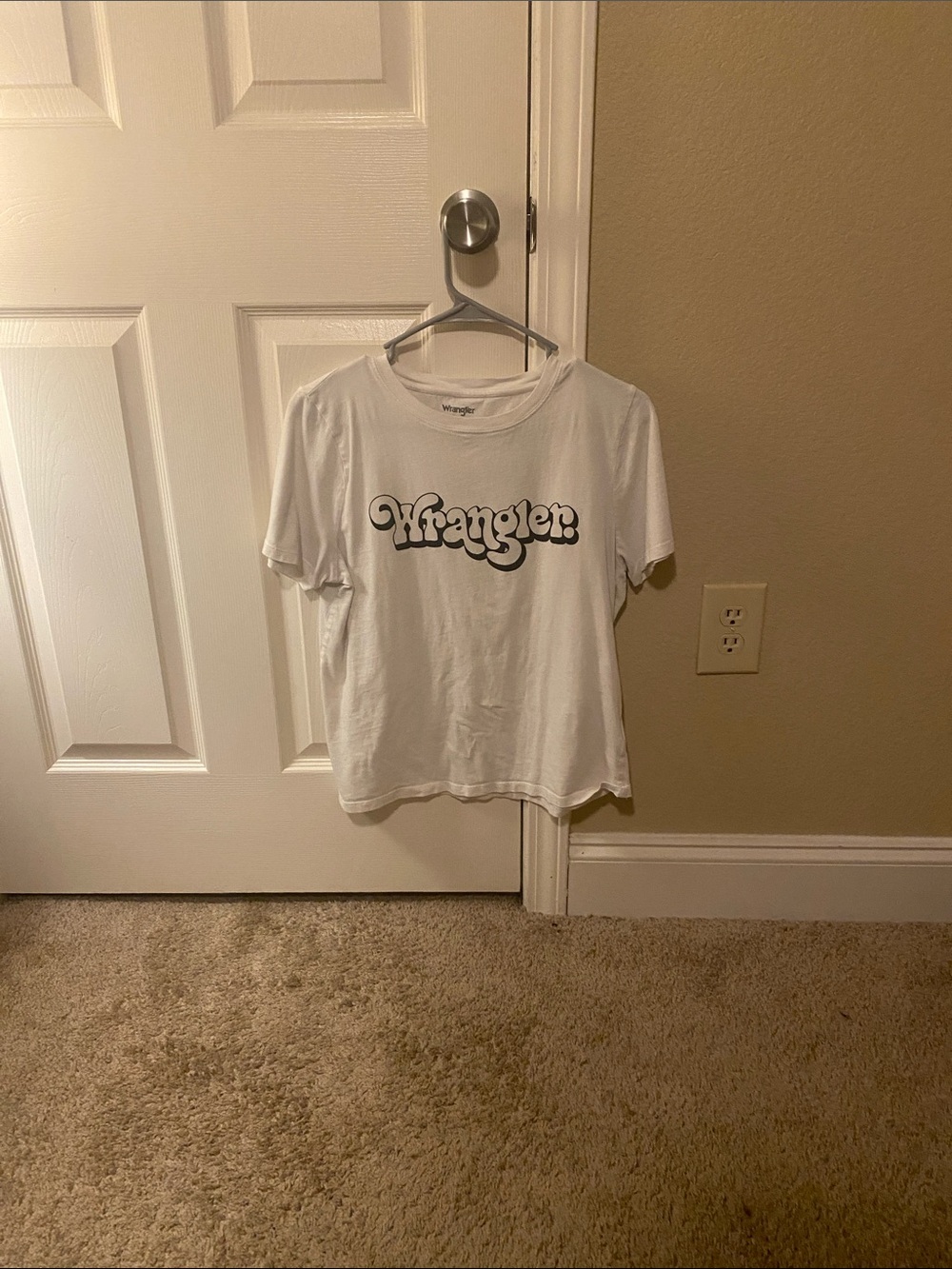 Wrangler White Short Sleeve Tee with Black Logo
